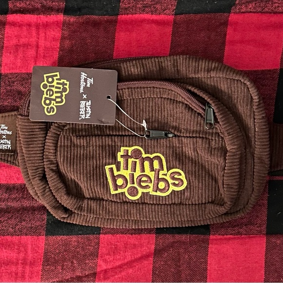 tim hortons Handbags - SOLD-Brown Travel Bag with Corduroy Texture and Multiple Compartments